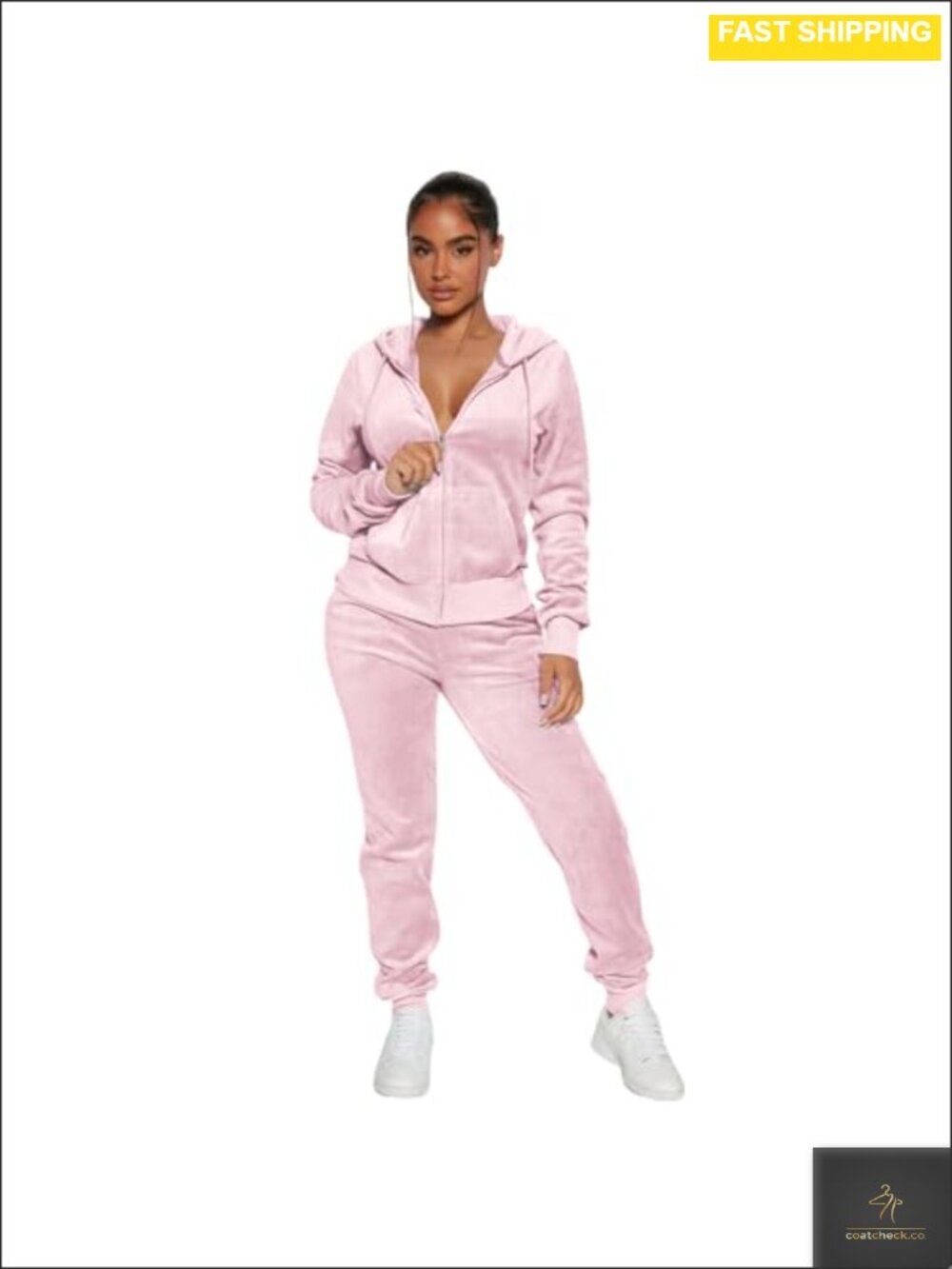 Womens Velour Tracksuit Y2K Zip Cropped Hoodie Jogger Set 2 Piece